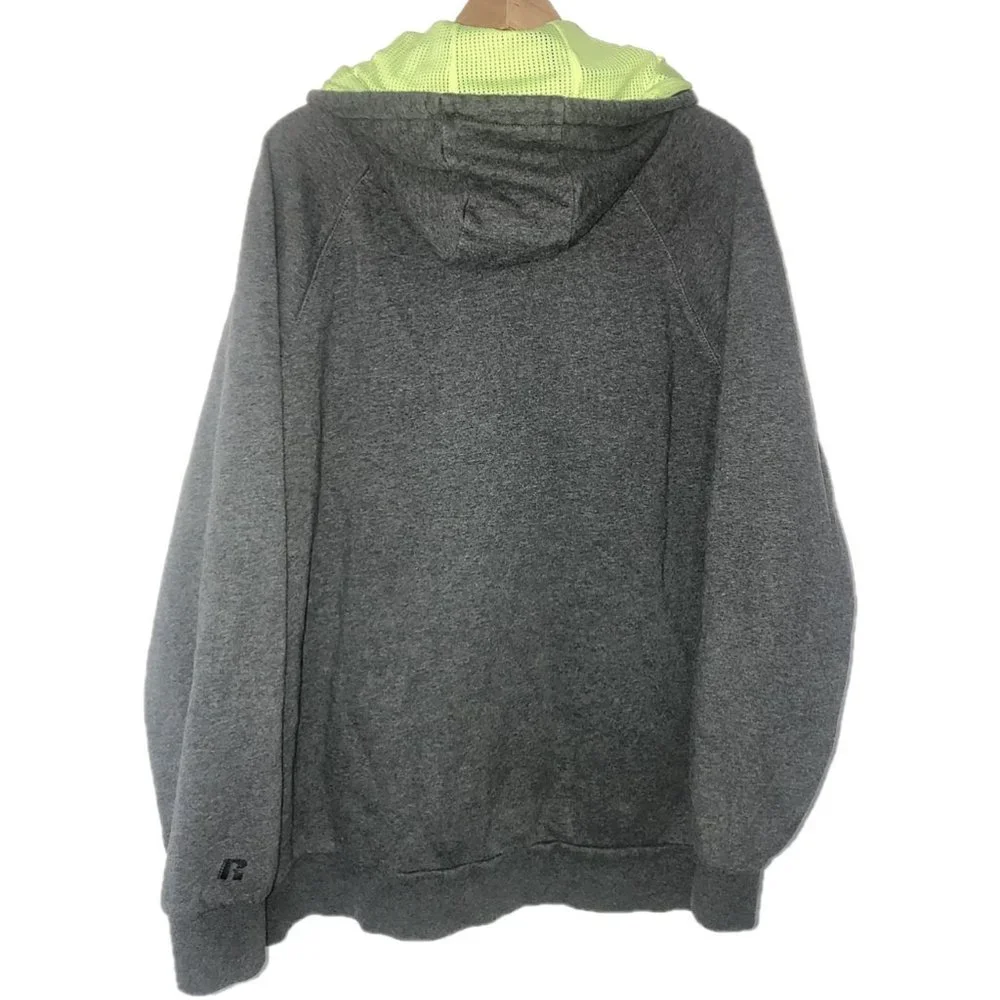Russell Athletic Hooded Sweatshirt (Gray/Lime Green) - Picture 4 of 6